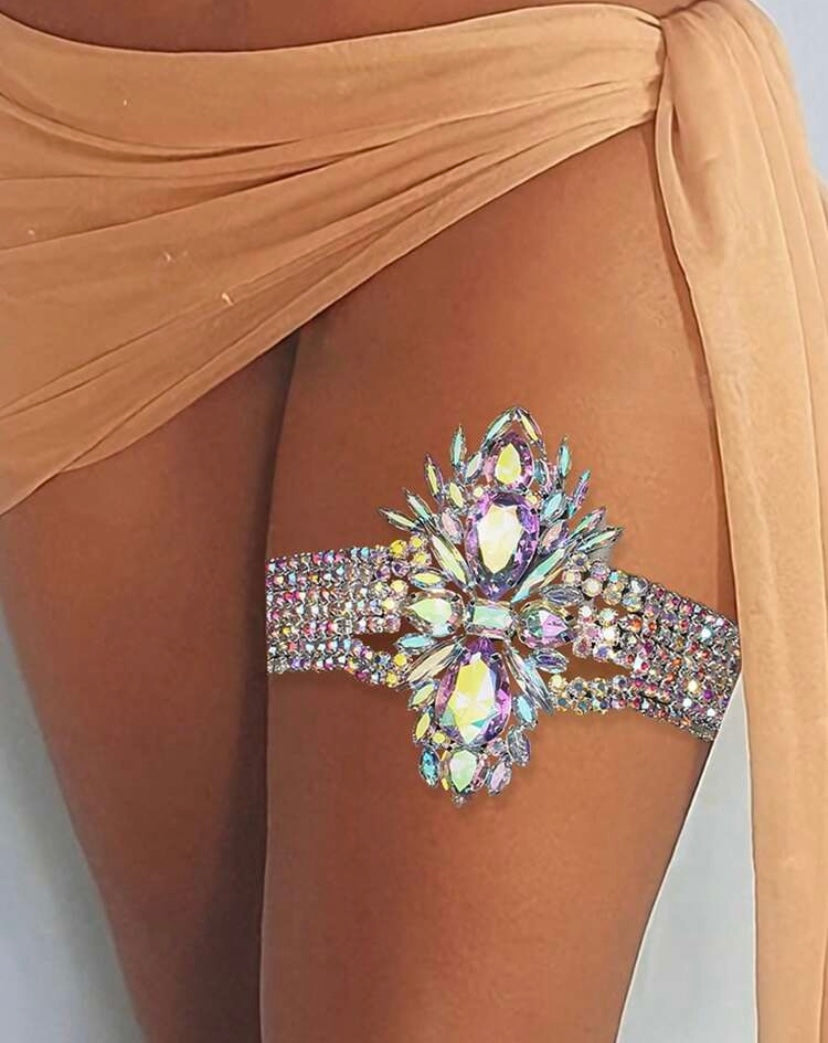 Iridescent Crown Garter – Rich Girl Rhinestone