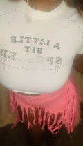 “A Little Bit Spoiled” Rhinestone Crop Tee | Glam Baby Tee | Y2K Luxury Graphic Shirt | Rich Girl Rhinestone Top