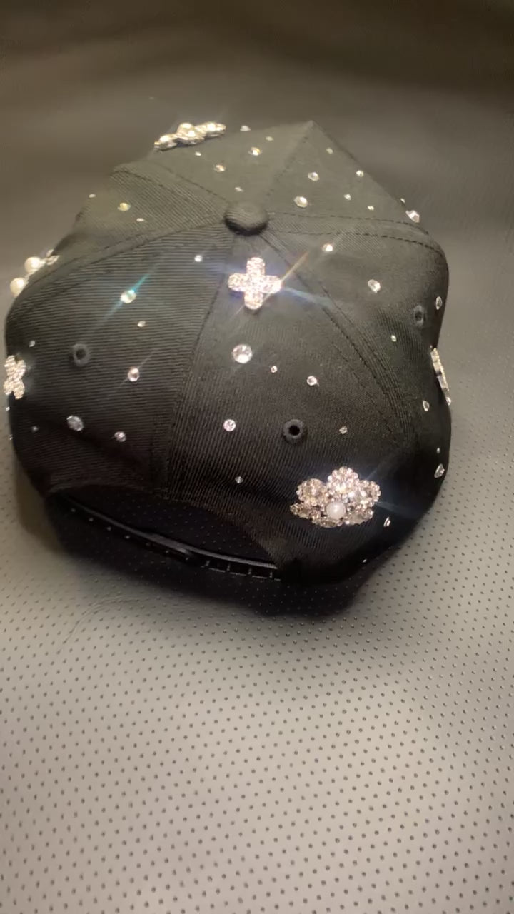 Crystal Embellished Luxe Rhinestone Cap | Y2K Glam Hat | Statement Snapback
